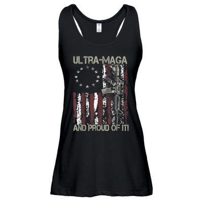 Ultra MAGA And Proud Of It Gun USA Flag Patriots Ladies Essential Flowy Tank