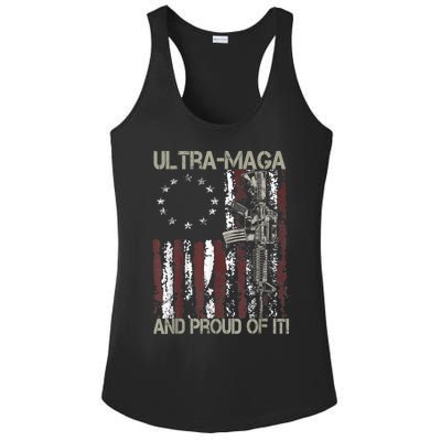 Ultra MAGA And Proud Of It Gun USA Flag Patriots Ladies PosiCharge Competitor Racerback Tank