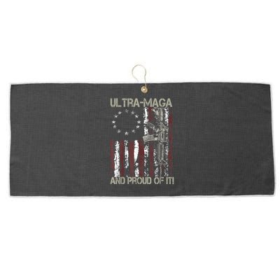 Ultra MAGA And Proud Of It Gun USA Flag Patriots Large Microfiber Waffle Golf Towel