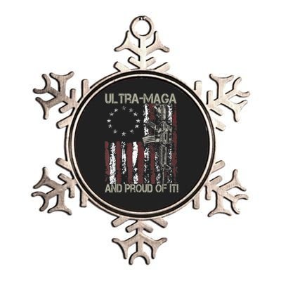 Ultra MAGA And Proud Of It Gun USA Flag Patriots Metallic Star Ornament