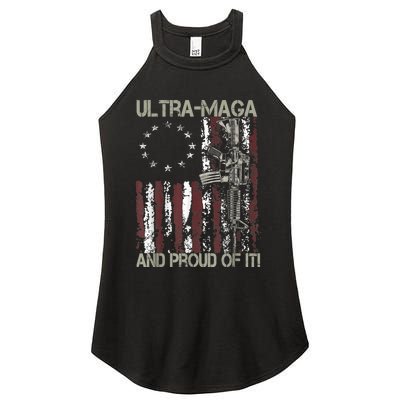 Ultra MAGA And Proud Of It Gun USA Flag Patriots Women's Perfect Tri Rocker Tank