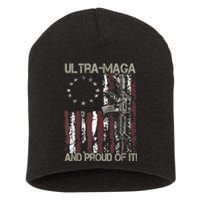 Ultra MAGA And Proud Of It Gun USA Flag Patriots Short Acrylic Beanie