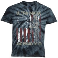 Ultra MAGA And Proud Of It Gun USA Flag Patriots Kids Tie-Dye T-Shirt