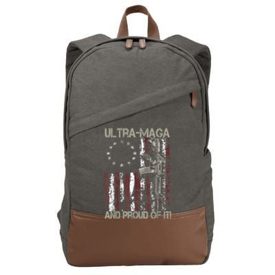 Ultra MAGA And Proud Of It Gun USA Flag Patriots Cotton Canvas Backpack