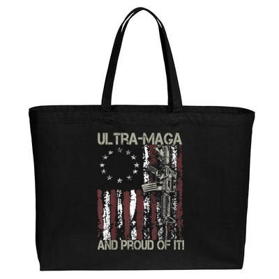 Ultra MAGA And Proud Of It Gun USA Flag Patriots Cotton Canvas Jumbo Tote