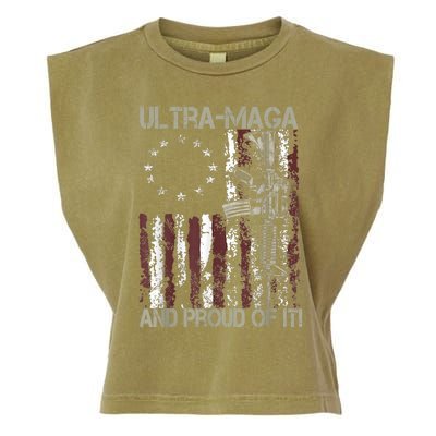 Ultra MAGA And Proud Of It Gun USA Flag Patriots Garment-Dyed Women's Muscle Tee