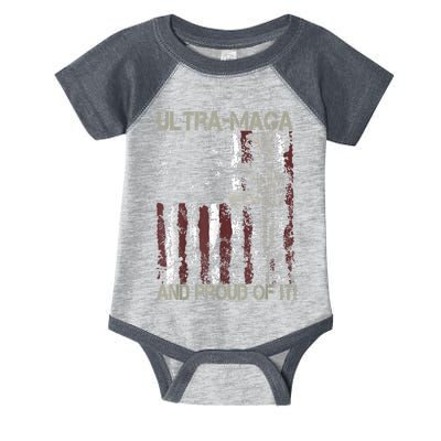 Ultra MAGA And Proud Of It Gun USA Flag Patriots Infant Baby Jersey Bodysuit