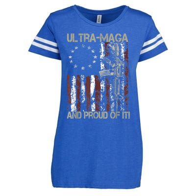 Ultra MAGA And Proud Of It Gun USA Flag Patriots Enza Ladies Jersey Football T-Shirt