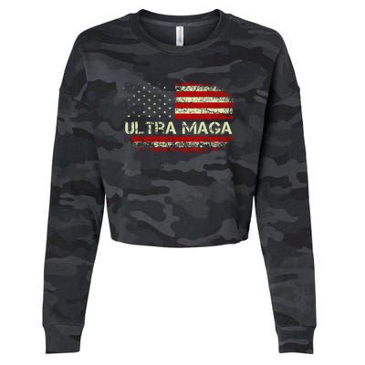 Ultra Maga American Flag Cropped Pullover Crew