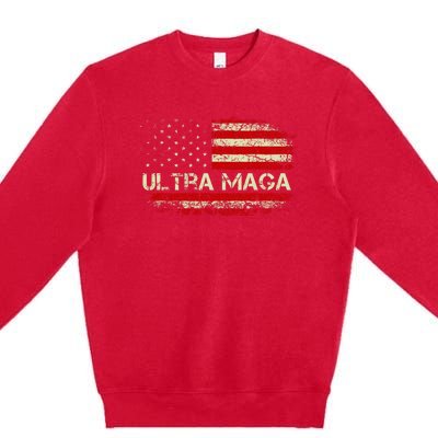 Ultra Maga American Flag Premium Crewneck Sweatshirt