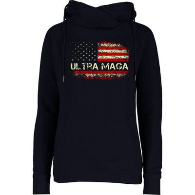 Ultra Maga American Flag Womens Funnel Neck Pullover Hood