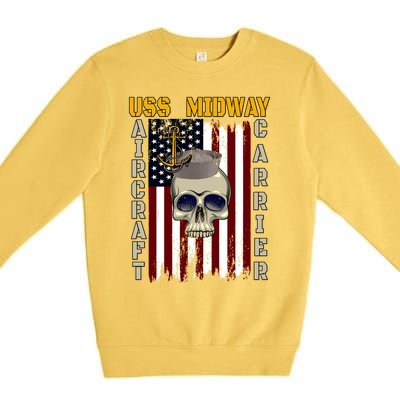 Uss Midway Aircraft Carrier Veterans Day Dad Son Grandpa Gift Premium Crewneck Sweatshirt