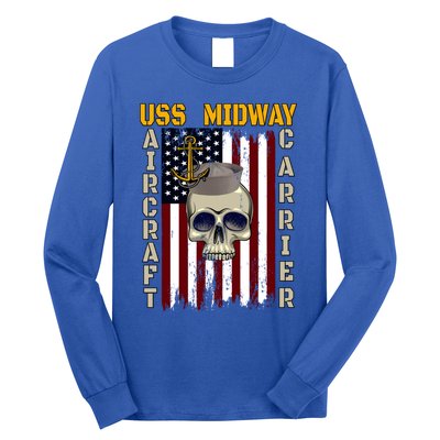 Uss Midway Aircraft Carrier Veterans Day Dad Son Grandpa Gift Long Sleeve Shirt