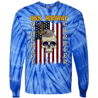 Uss Midway Aircraft Carrier Veterans Day Dad Son Grandpa Gift Tie-Dye Long Sleeve Shirt