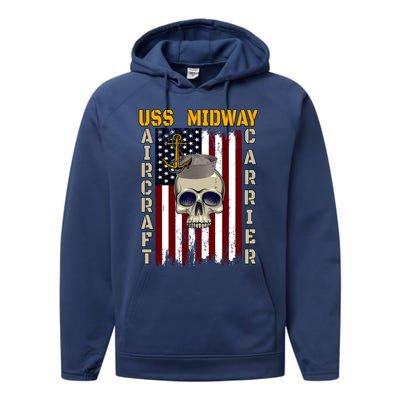 Uss Midway Aircraft Carrier Veterans Day Dad Son Grandpa Gift Performance Fleece Hoodie