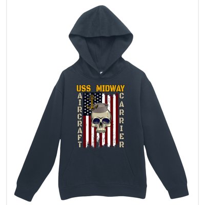 Uss Midway Aircraft Carrier Veterans Day Dad Son Grandpa Gift Urban Pullover Hoodie