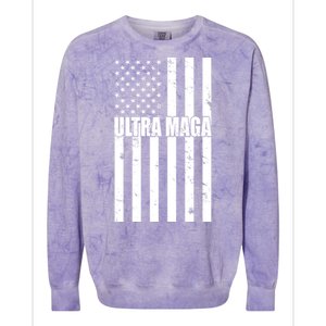 Ultra Maga American Flag Colorblast Crewneck Sweatshirt