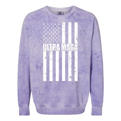 Ultra Maga American Flag Colorblast Crewneck Sweatshirt