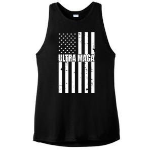 Ultra Maga American Flag Ladies PosiCharge Tri-Blend Wicking Tank