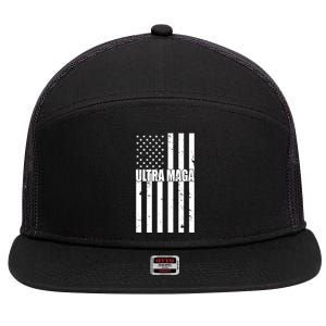 Ultra Maga American Flag 7 Panel Mesh Trucker Snapback Hat