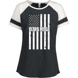 Ultra Maga American Flag Enza Ladies Jersey Colorblock Tee