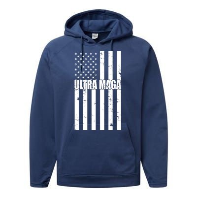 Ultra Maga American Flag Performance Fleece Hoodie