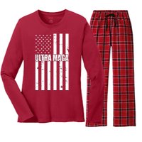 Ultra Maga American Flag Women's Long Sleeve Flannel Pajama Set 