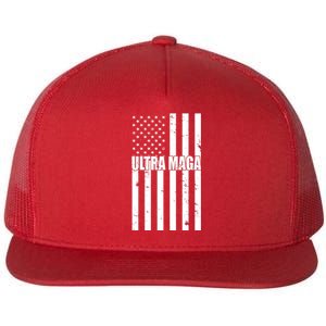 Ultra Maga American Flag Flat Bill Trucker Hat