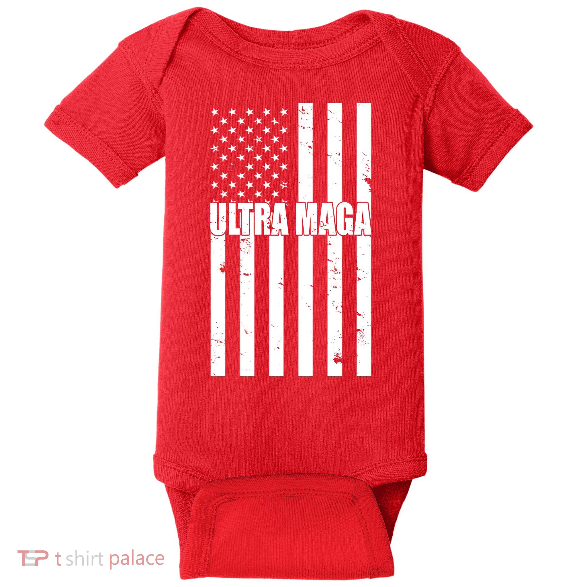 Ultra Maga American Flag Baby Bodysuit