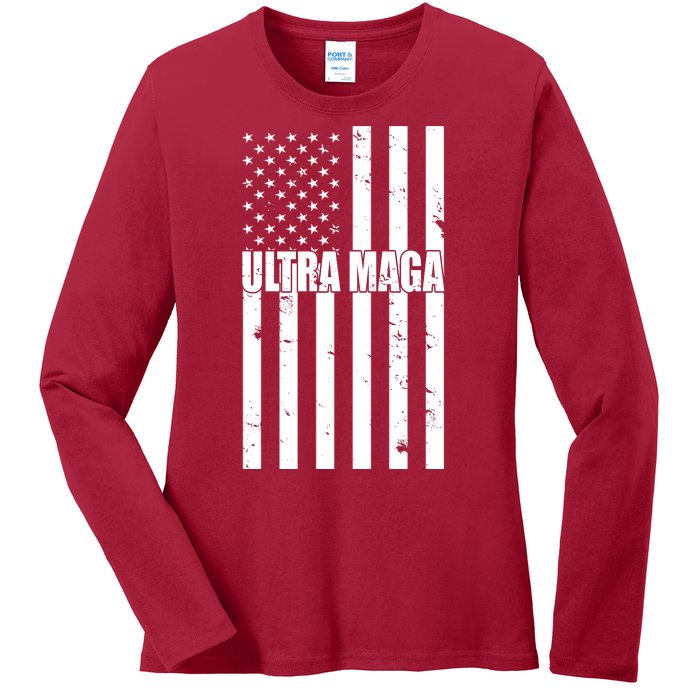 Ultra Maga American Flag Ladies Long Sleeve Shirt