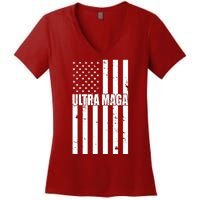 Ultra Maga American Flag Women's V-Neck T-Shirt