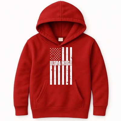 Ultra Maga American Flag Kids Hoodie