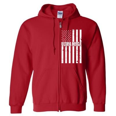 Ultra Maga American Flag Full Zip Hoodie