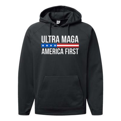 Ultra Maga America First Performance Fleece Hoodie