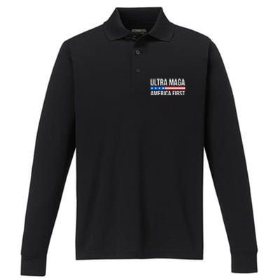 Ultra Maga America First Performance Long Sleeve Polo