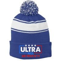 Ultra Maga And Proud Of It Stripe Pom Pom Beanie