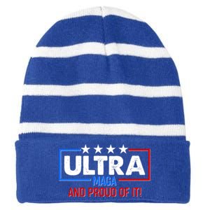 Ultra Maga And Proud Of It Striped Beanie with Solid Band