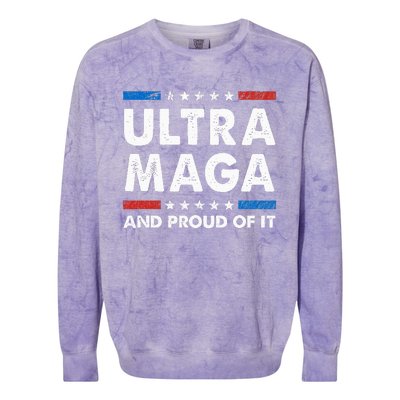 Ultra Maga And Proud Of It Anti Biden Us Flag Pro Trump Colorblast Crewneck Sweatshirt