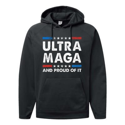 Ultra Maga And Proud Of It Anti Biden Us Flag Pro Trump Performance Fleece Hoodie