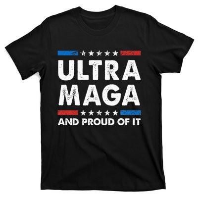 Ultra Maga And Proud Of It Anti Biden Us Flag Pro Trump T-Shirt