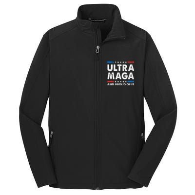 Ultra Maga And Proud Of It Anti Biden Us Flag Pro Trump Core Soft Shell Jacket