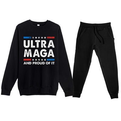 Ultra Maga And Proud Of It Anti Biden Us Flag Pro Trump Premium Crewneck Sweatsuit Set