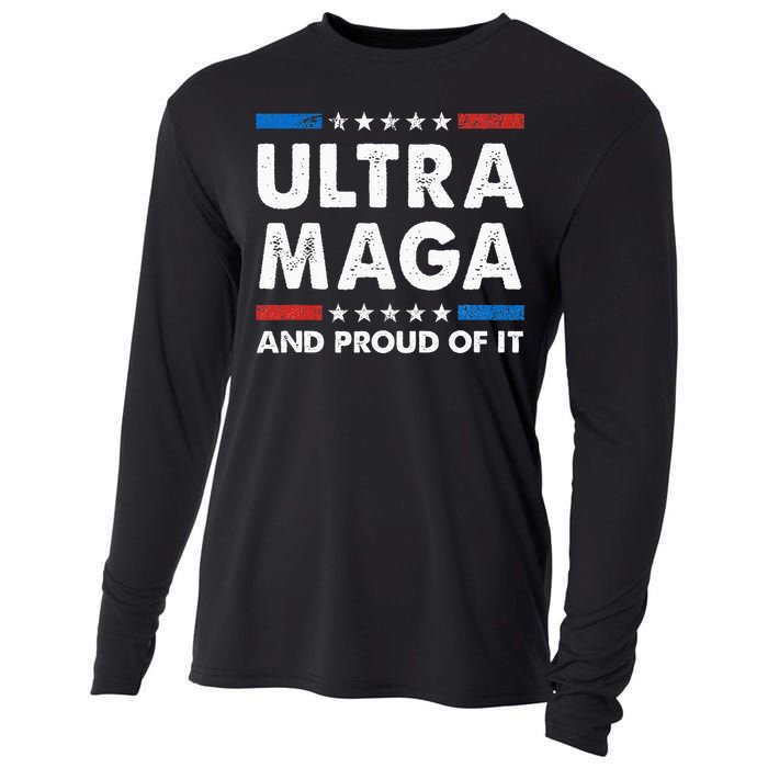 Ultra Maga And Proud Of It Anti Biden Us Flag Pro Trump Cooling Performance Long Sleeve Crew