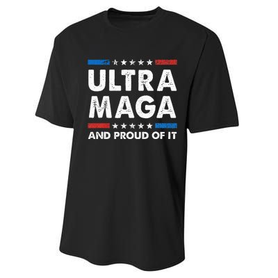 Ultra Maga And Proud Of It Anti Biden Us Flag Pro Trump Performance Sprint T-Shirt