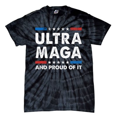 Ultra Maga And Proud Of It Anti Biden Us Flag Pro Trump Tie-Dye T-Shirt