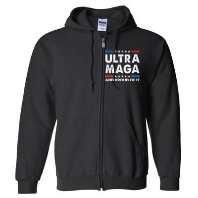 Ultra Maga And Proud Of It Anti Biden Us Flag Pro Trump Full Zip Hoodie