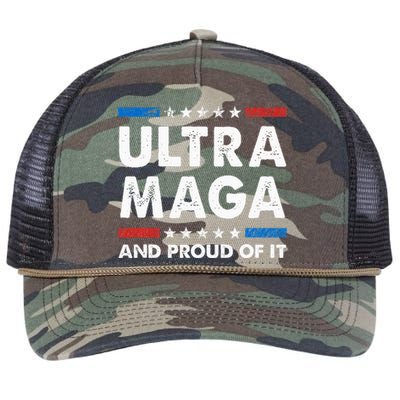 Ultra Maga And Proud Of It Anti Biden Us Flag Pro Trump Retro Rope Trucker Hat Cap