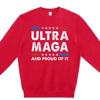 Ultra Maga And Proud Of It Anti Biden Us Flag Pro Trump Premium Crewneck Sweatshirt