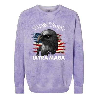 Ultra MAGA American Flag We The People Eagle Colorblast Crewneck Sweatshirt