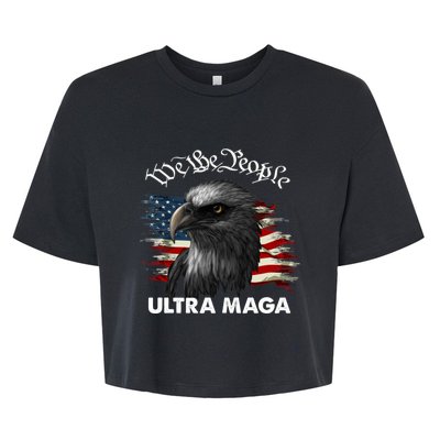 Ultra MAGA American Flag We The People Eagle Bella+Canvas Jersey Crop Tee